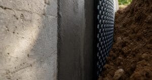 Two waterproofing systems on one basement wall. When the redundancy works, and when they fail together.
